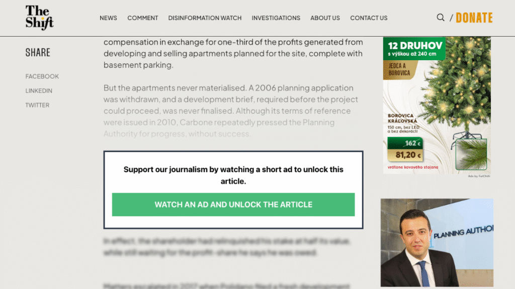 An example of a soft-lock used on The Shift News articles